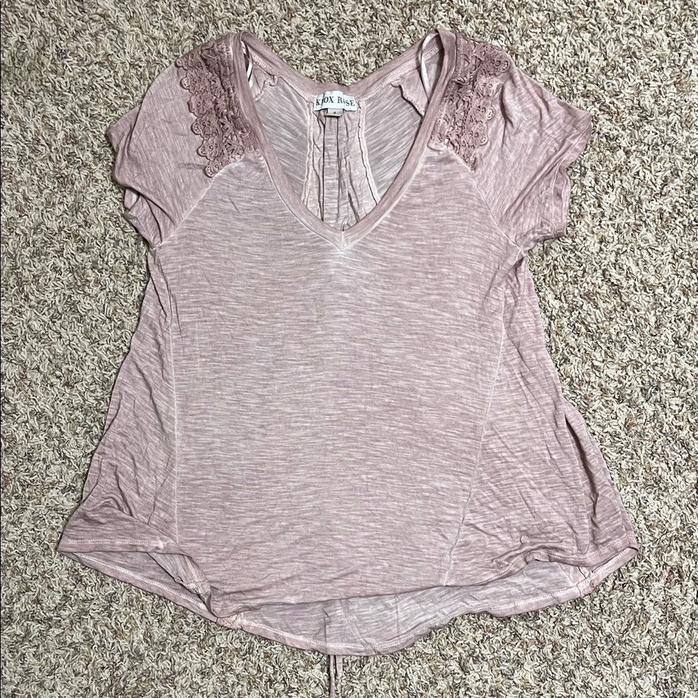 Knox Rose Dusty Pink Lace Short Sleeve Top